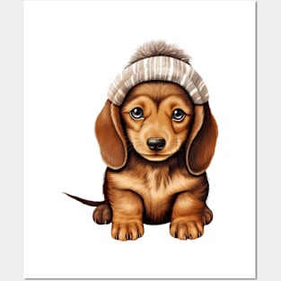 Winter Dachshund Dog Posters and Art